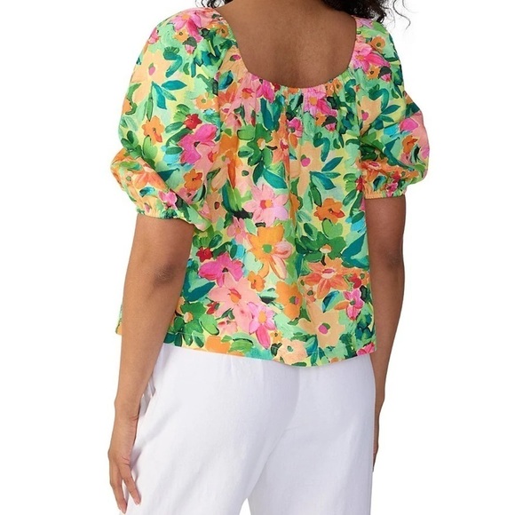 Sanctuary Perfect Time Floral Print Scoop Neck Short Sleeve Top Cropped XL - Picture 2 of 14